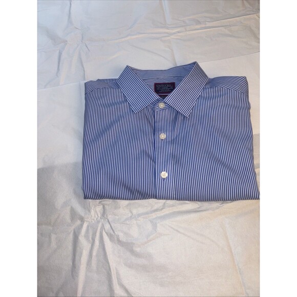 UNTUCKit Mens Large Friulano Shirt Blue On Blue Striped Italian Cotton - Picture 6 of 8